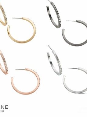 Park Lane Crystal Hoop Earrings - Hematite Only